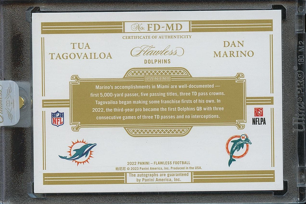 Dan Marino / Tua Tagovailoa 2022 Flawless Auto Autograph Miami Dolphins 4/8