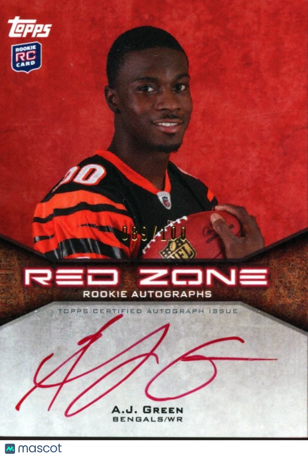 A.J. Green 2011 Topps Red Zone Red Ink Auto Autograph RC Bengals 89/100