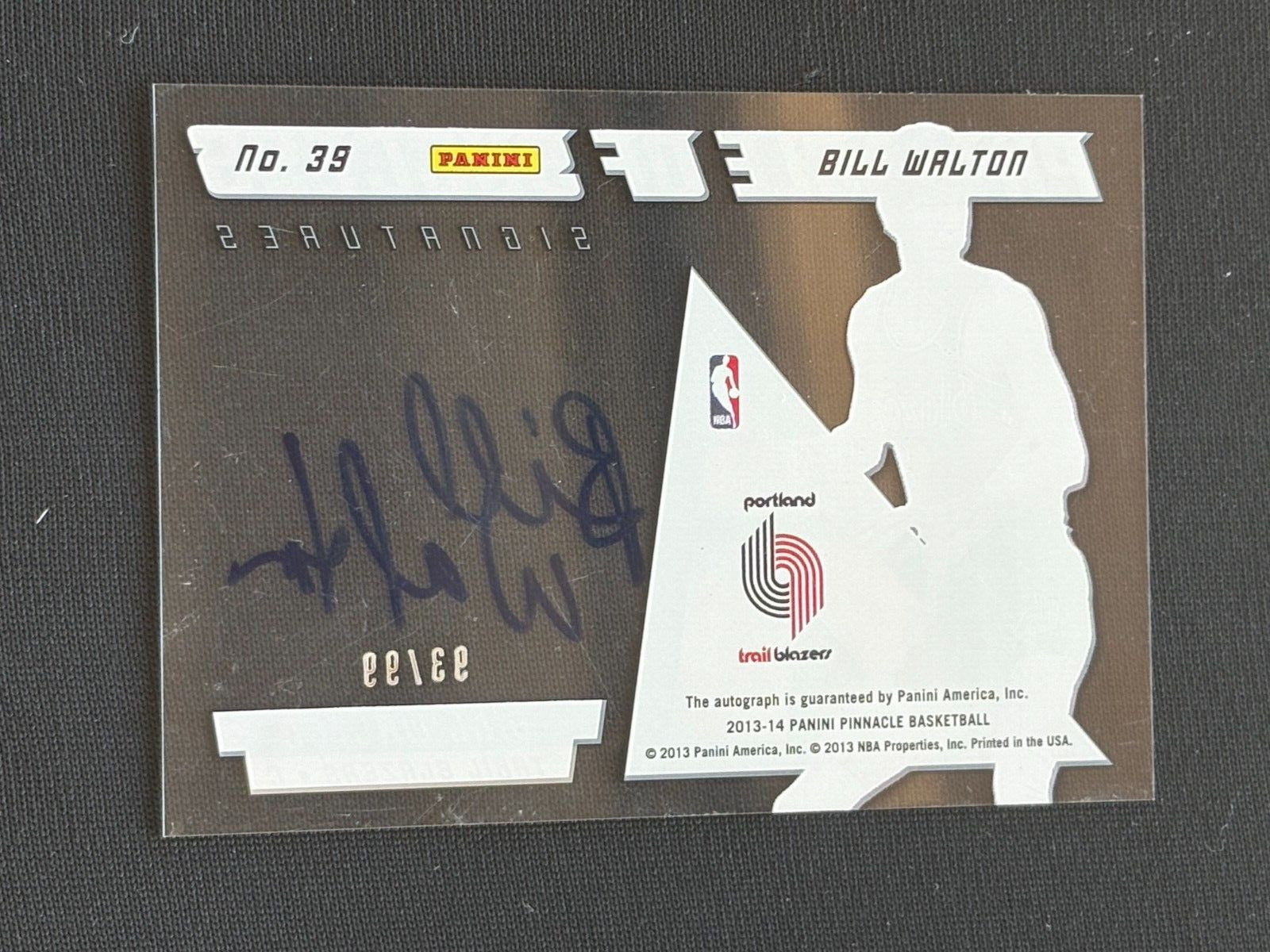 Bill Walton 2013-14 Pinnacle On Card Auto Autograph Portland Trail Blazers 93/99