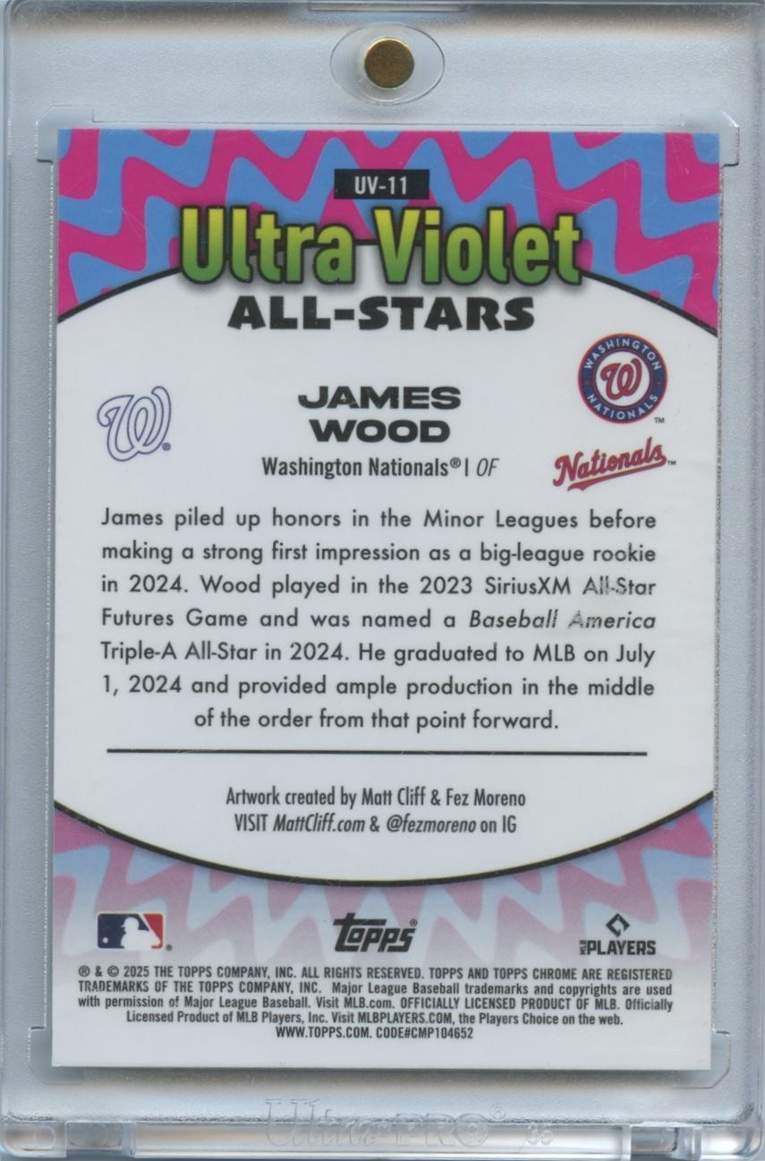 James Wood 2025 Topps Chrome Ultra Violet Rookie RC SSP Washington Nationals