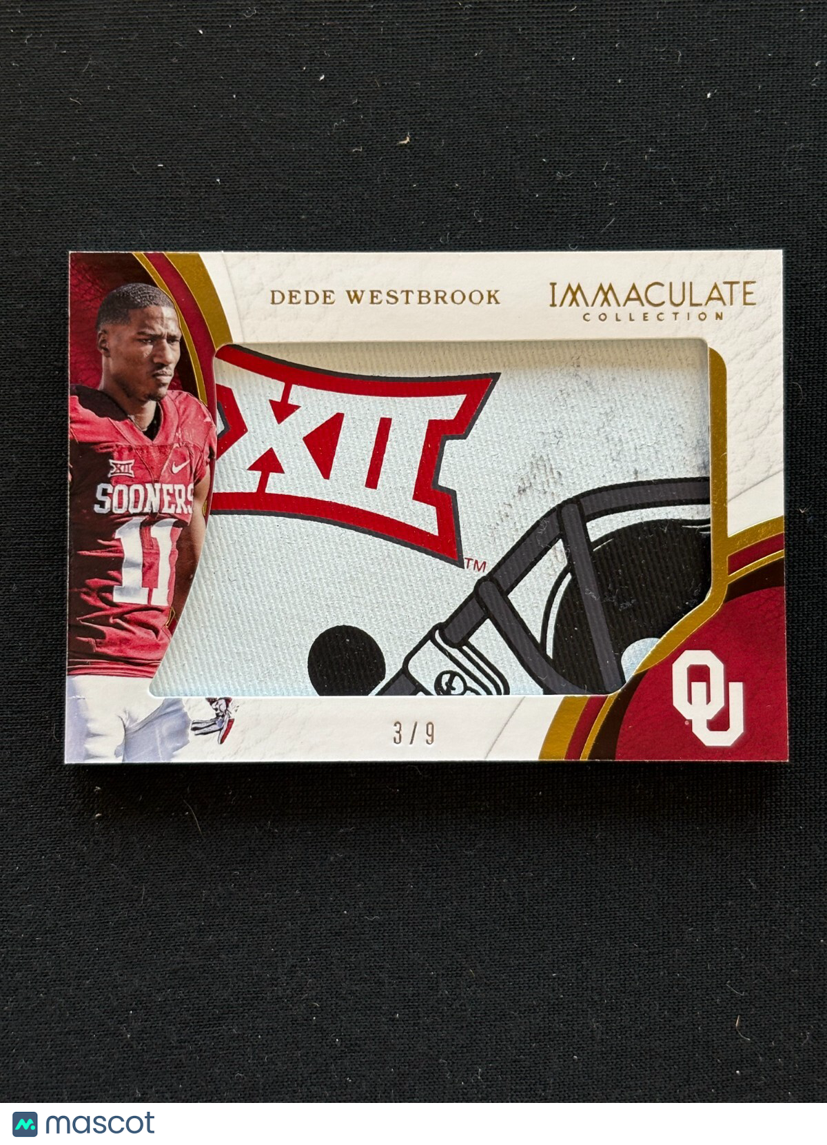 Dede Westbrook 2017 Immaculate Helmet Logo Patch RC Oklahoma Sooners 3/9