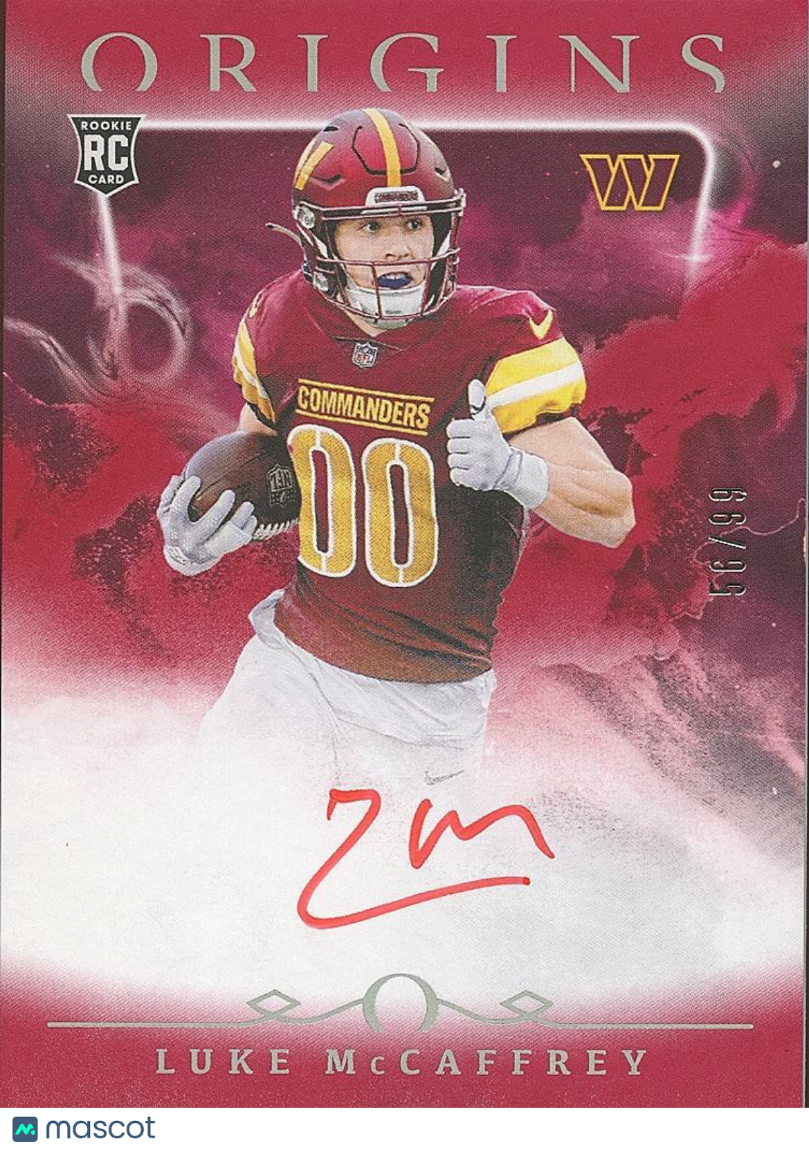 Luke Mccaffrey 2024 Origins Red Ink Auto Autograph RC SSP Commanders 56/99