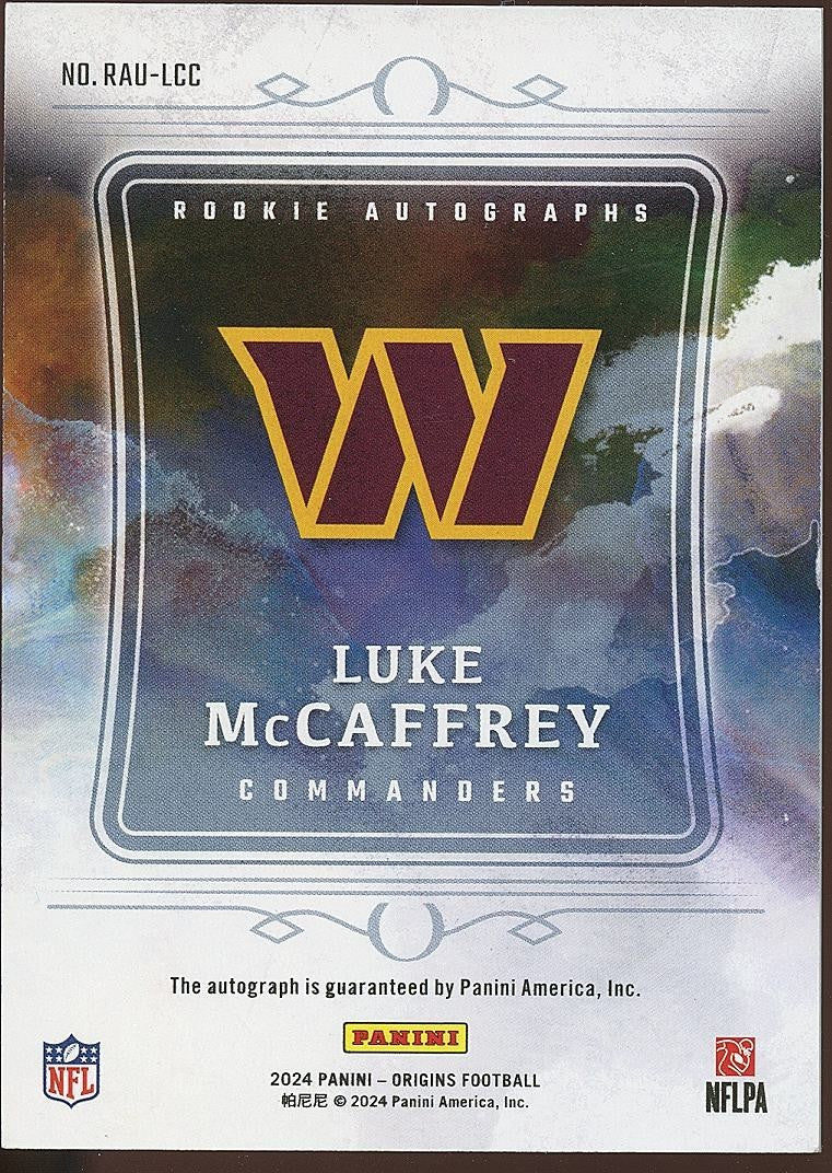 Luke Mccaffrey 2024 Origins Red Ink Auto Autograph RC SSP Commanders 56/99