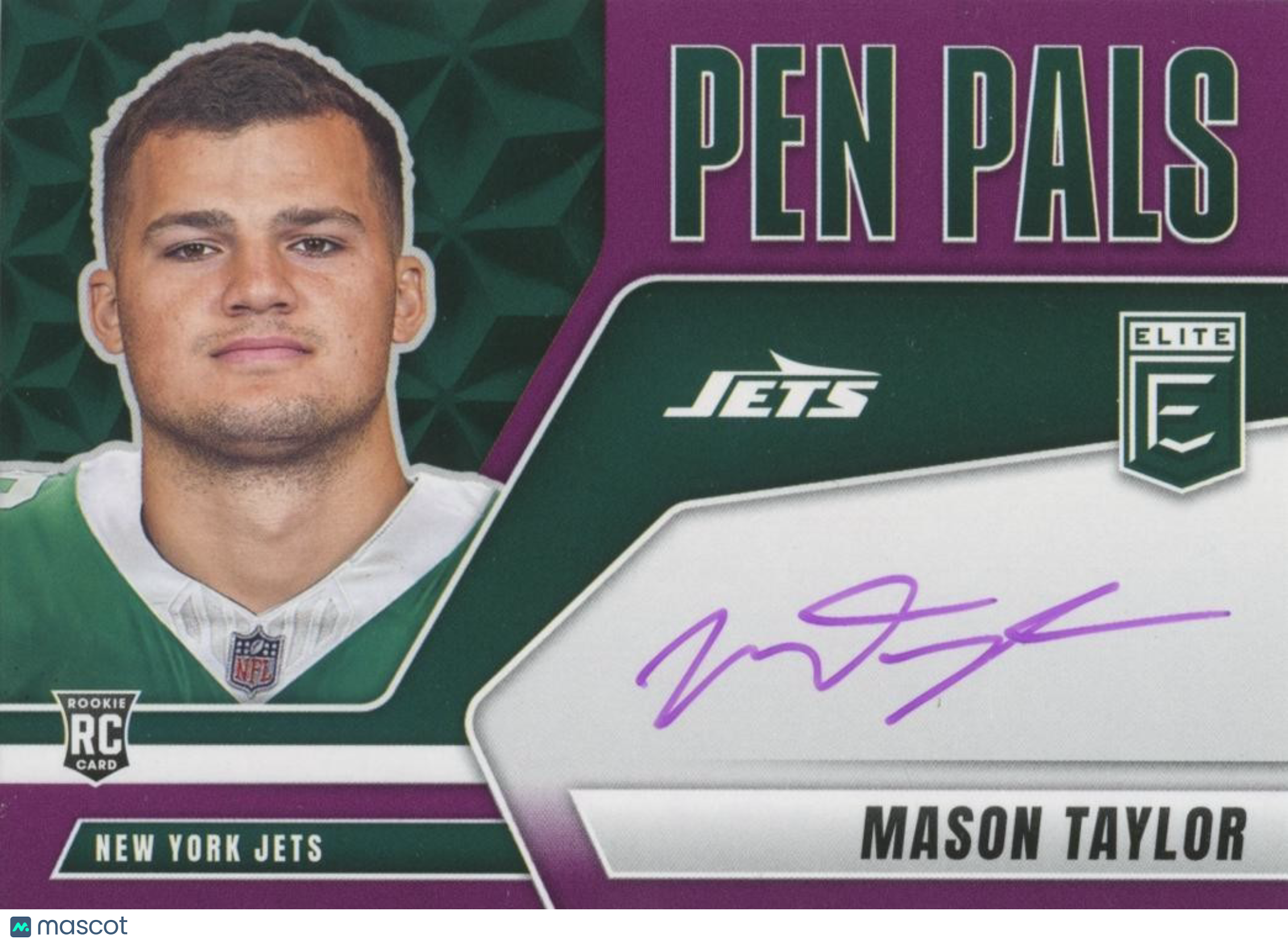 Mason Taylor 2025 Elite Pen Pals Purple Ink Auto Autograph SSP RC New York Jets