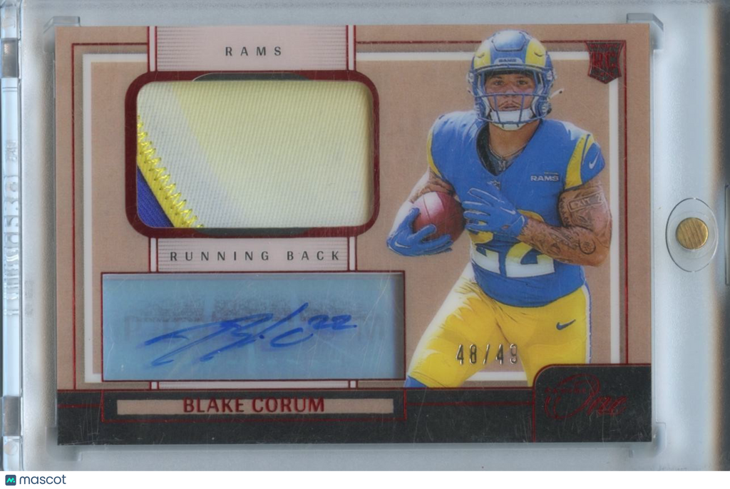Blake Corum 2024 Panini One Auto Autograph Patch Rookie Los Angeles Rams 48/49