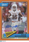 Malik Jefferson 2018 Classics Orange Auto Autograph RC Texas Longhorns 18/25