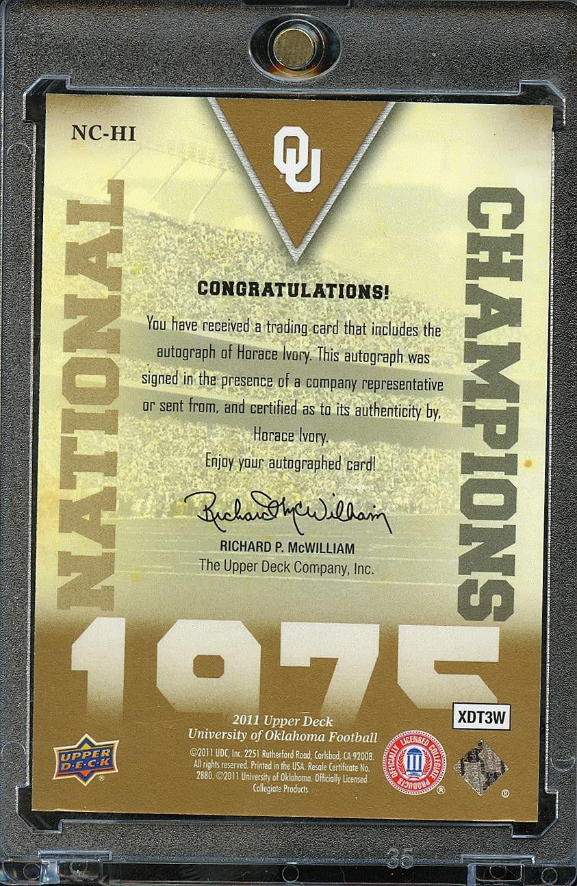 Horace Ivory 2011 Upper Deck GOLD Auto Autograph Oklahoma Sooners 8/35