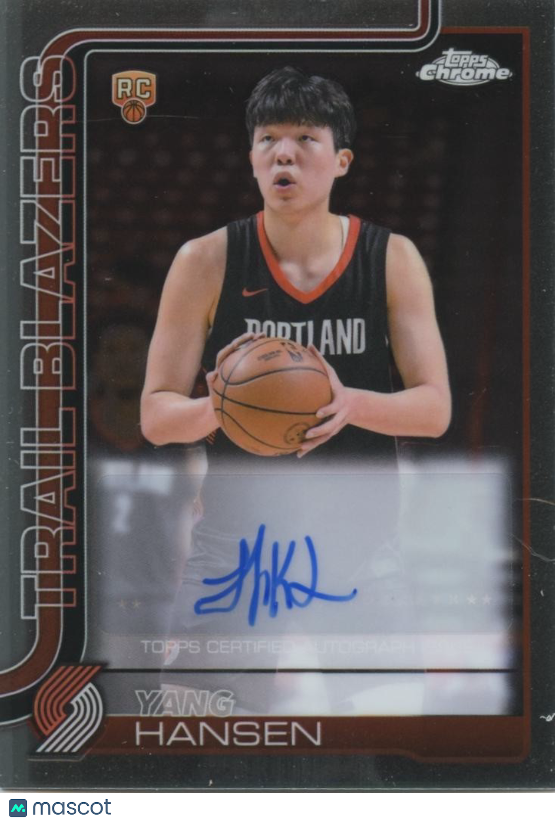Yang Hansen 2025-26 Topps Chrome Auto Autograph Rookie RC Portland Trail Blazers