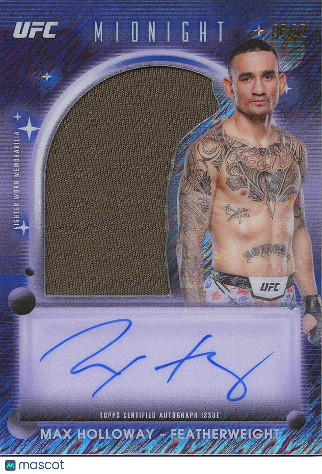 Max Holloway 2025 Topps Midnight On Card Auto Autograph Patch UFC MMA 6/12