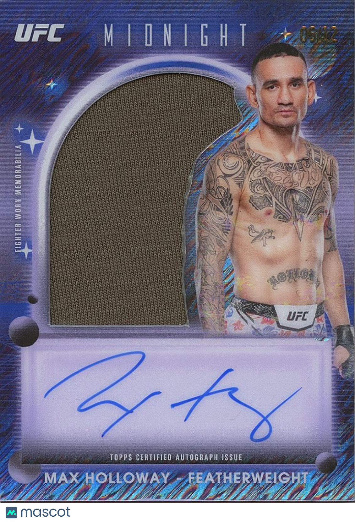 Max Holloway 2025 Topps Midnight On Card Auto Autograph Patch UFC MMA 6/12