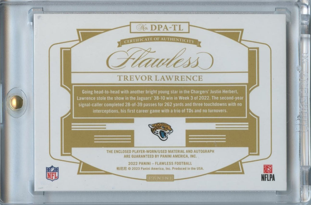 Trevor Lawrence 2022 Flawless Auto Autograph Patch Jacksonville Jaguars 2/5