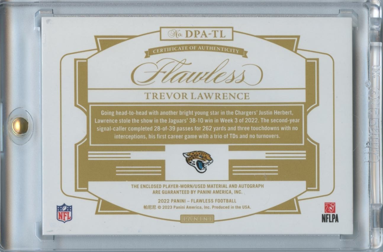 Trevor Lawrence 2022 Flawless Auto Autograph Patch Jacksonville Jaguars 2/5