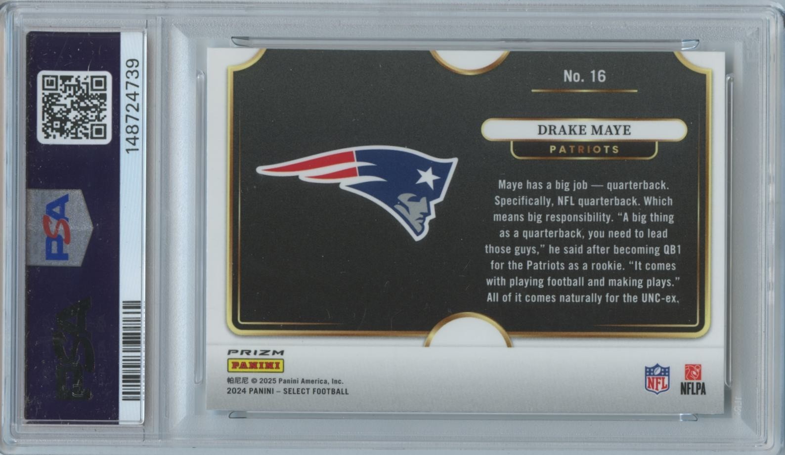 Drake Maye 2024 Select Snapshots Silver Prizm Rookie RC NE Patriots PSA 10