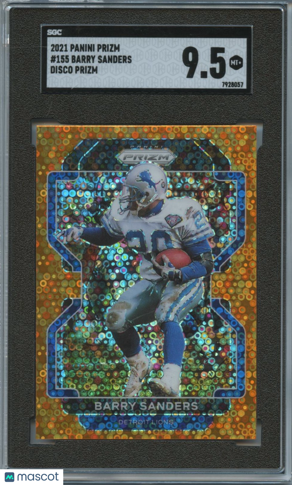 Barry Sanders 2021 Prizm Orange Disco Prizm #155 Detroit Lions SGC 9.5