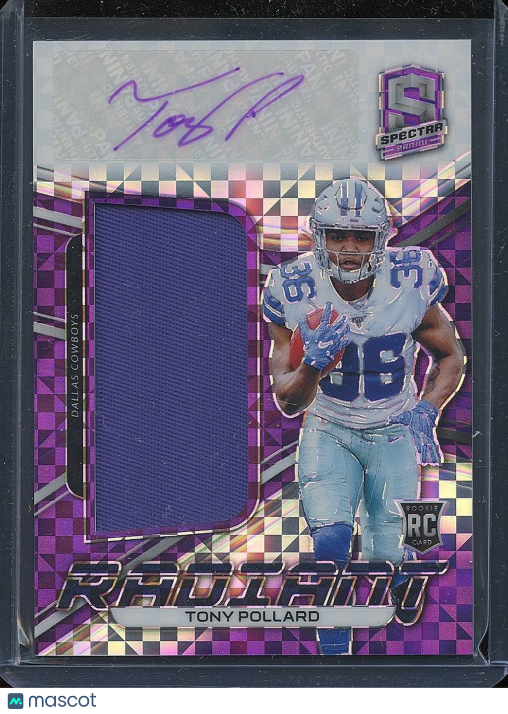 Tony Pollard 2019 Spectra Auto Autograph Patch Rookie RC Dallas Cowboys 30/35