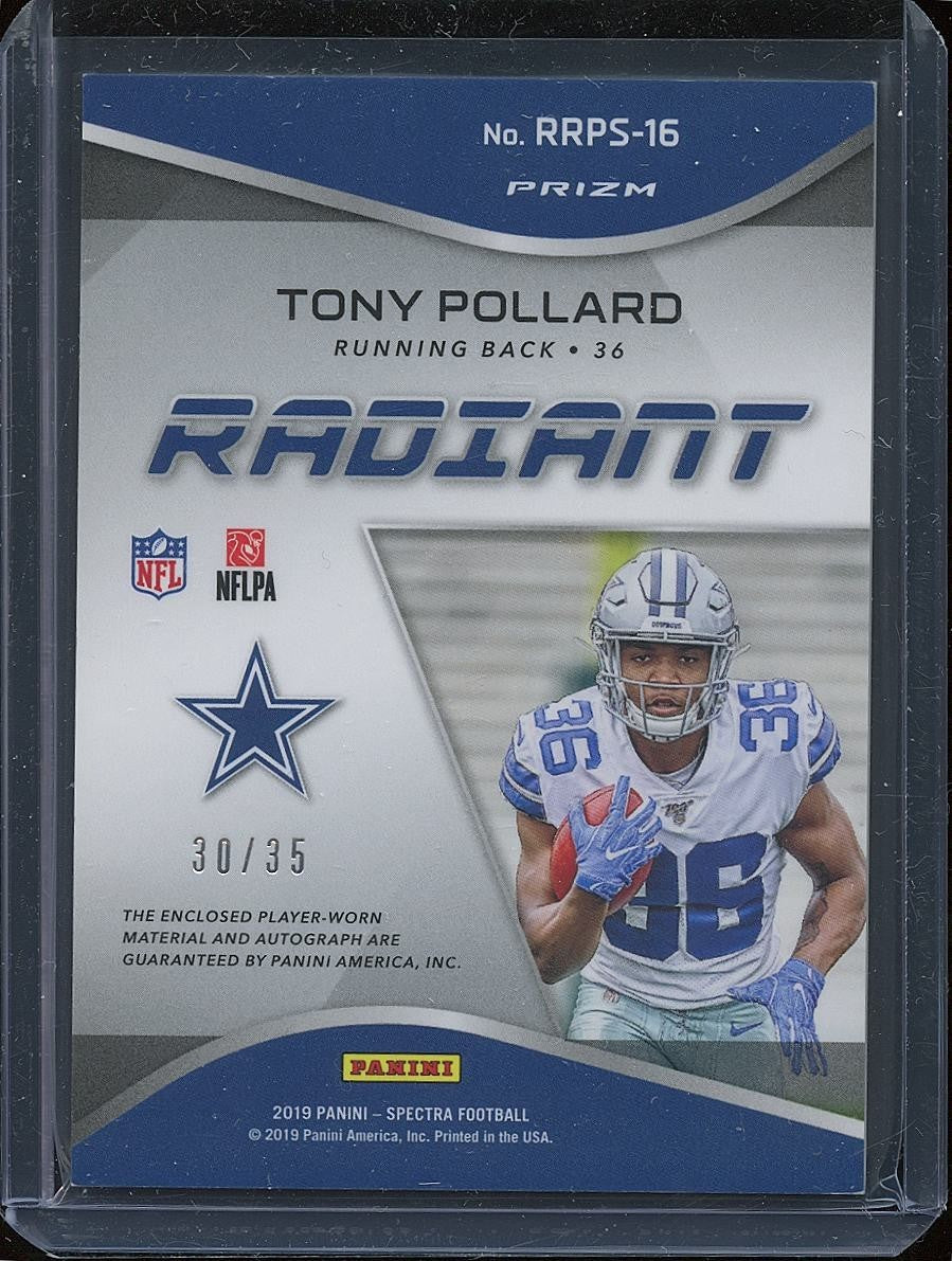 Tony Pollard 2019 Spectra Auto Autograph Patch Rookie RC Dallas Cowboys 30/35