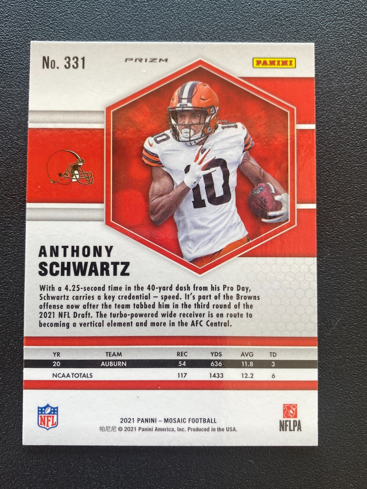 Anthony Schwartz 2021 Mosaic Genesis Prizm SSP Rookie RC Cleveland Browns #331