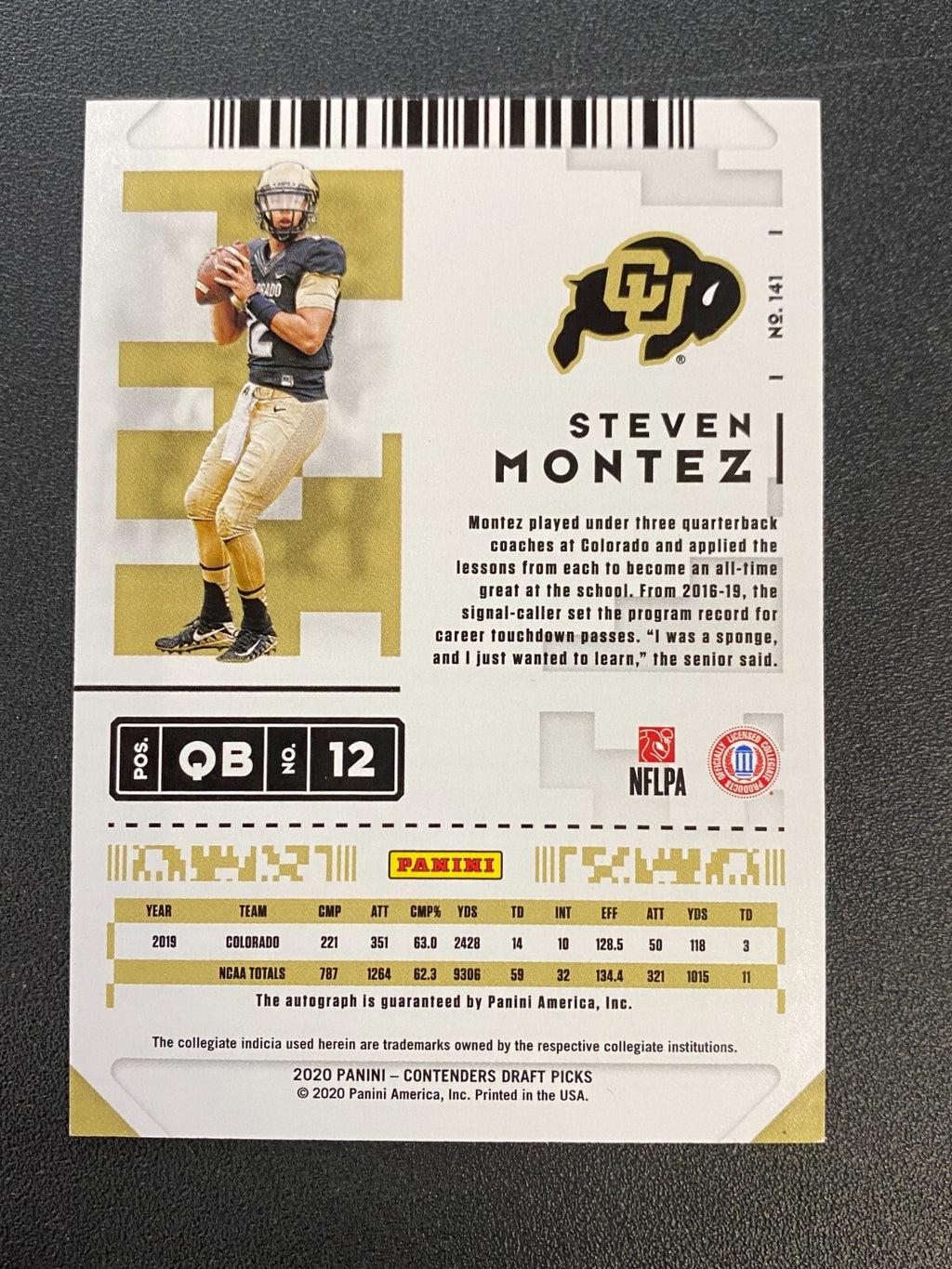 Steven Montez 2020 Contenders Auto Autograph RC Colorado Buffaloes XFL 2/10