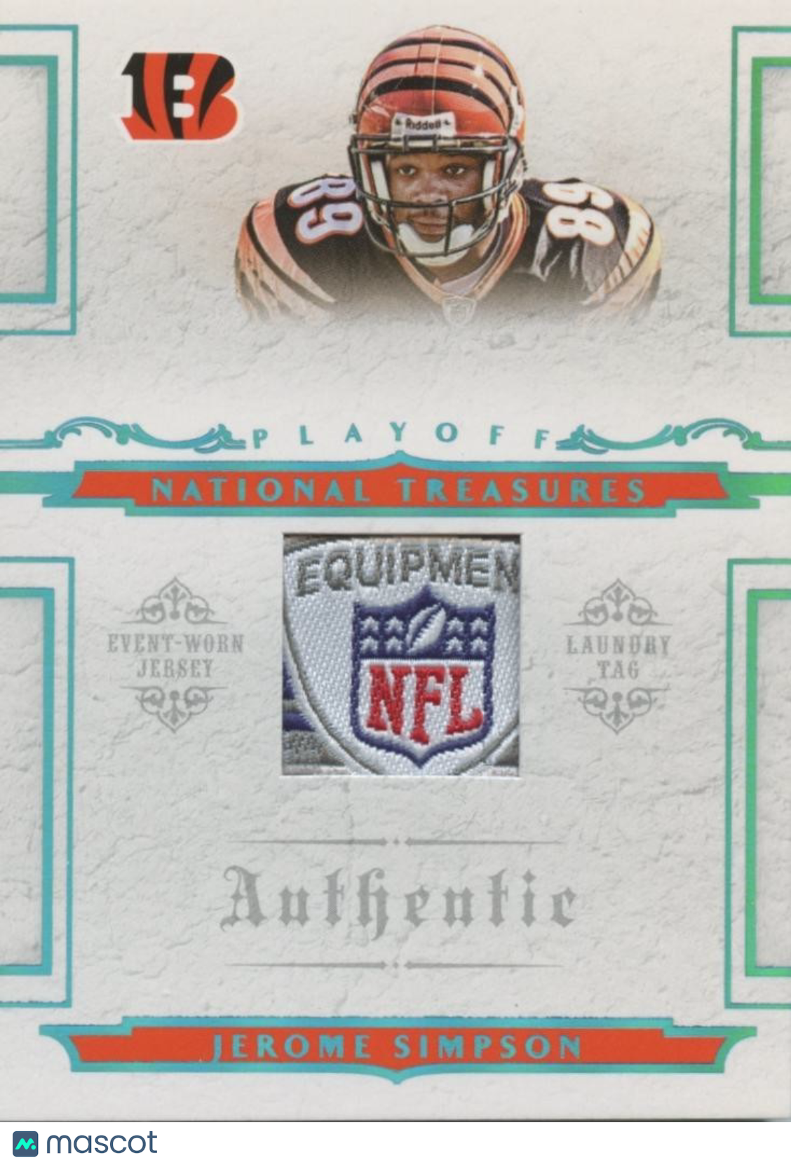 Jerome Simpson 2008 National Treasures NFL Shield Patch RC Bengals 5/10