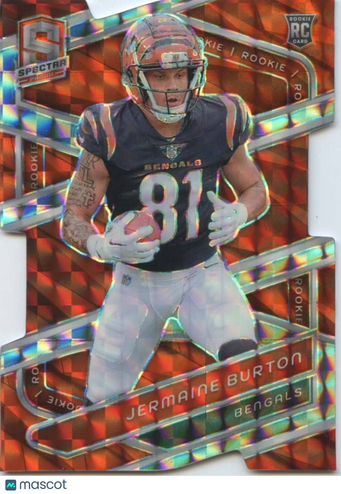 Jermaine Burton 2024 Spectra Neon Orange Prizm SSP Rookie RC Bengals 7/15