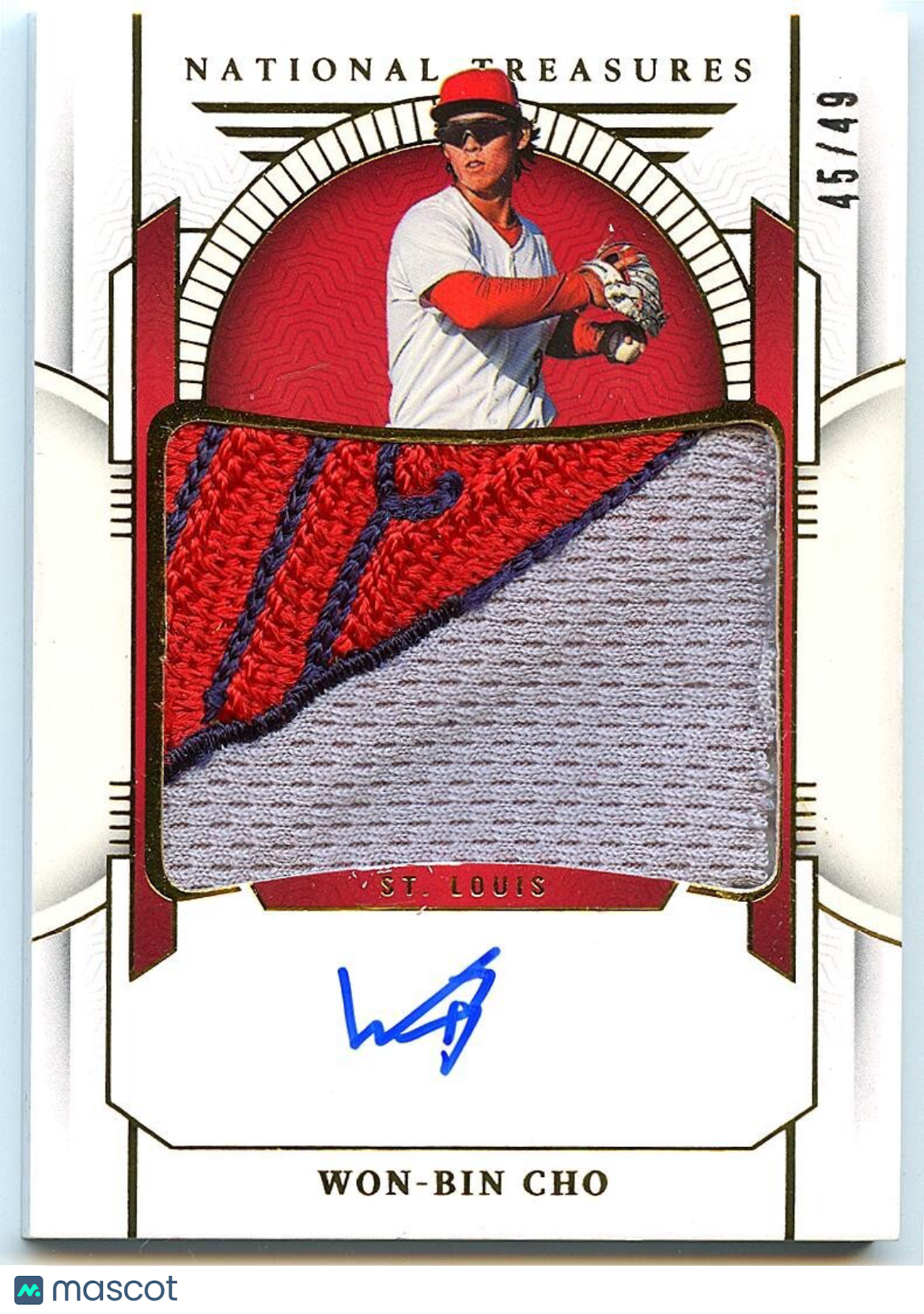 Won-Bin Cho 2024 National Treasures Auto Autograph LOGO Patch RC Cardinals 45/49