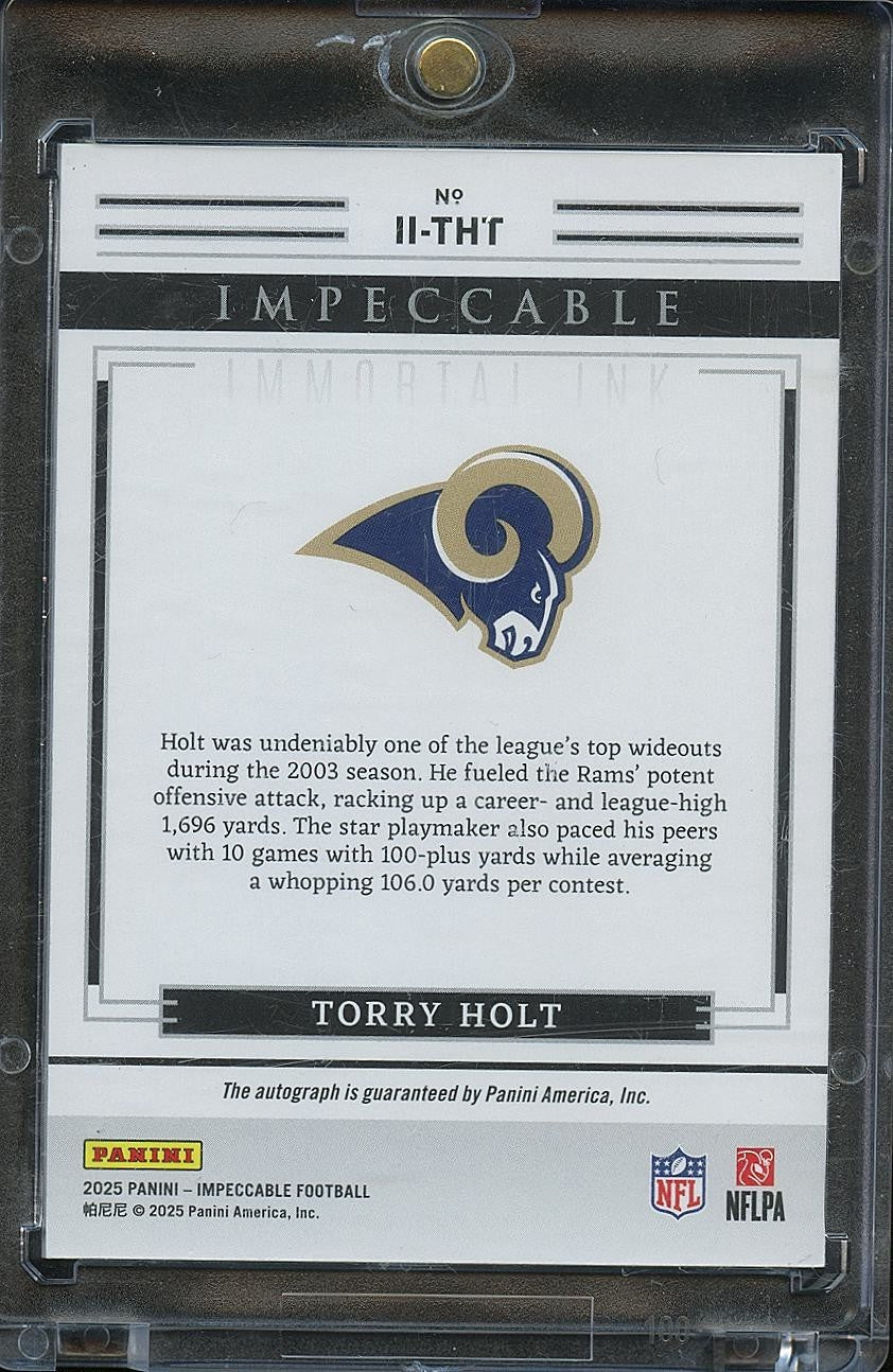 Torry Holt 2025 Impeccable Ink On Card Auto Autograph St. Louis Rams 33/49
