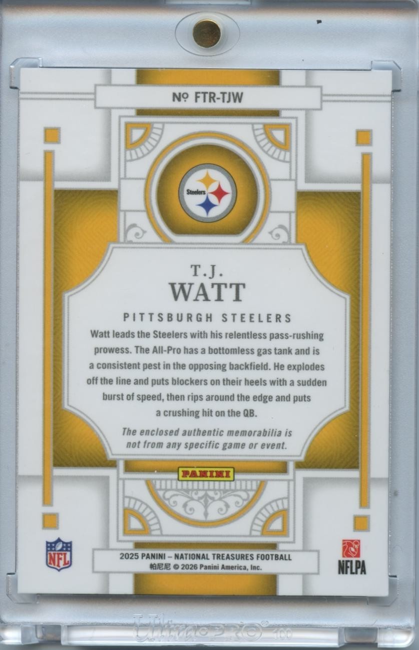 T.J. Watt 2025 National Treasures Jersey Patch Pittsburgh Steelers 17/25