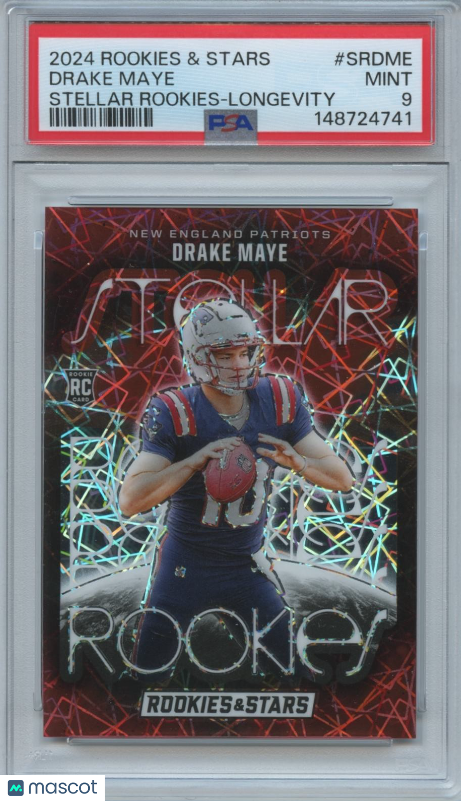 Drake Maye 2024 Rookies & Stars Stellar Rookie RED RC Patriots PSA 9