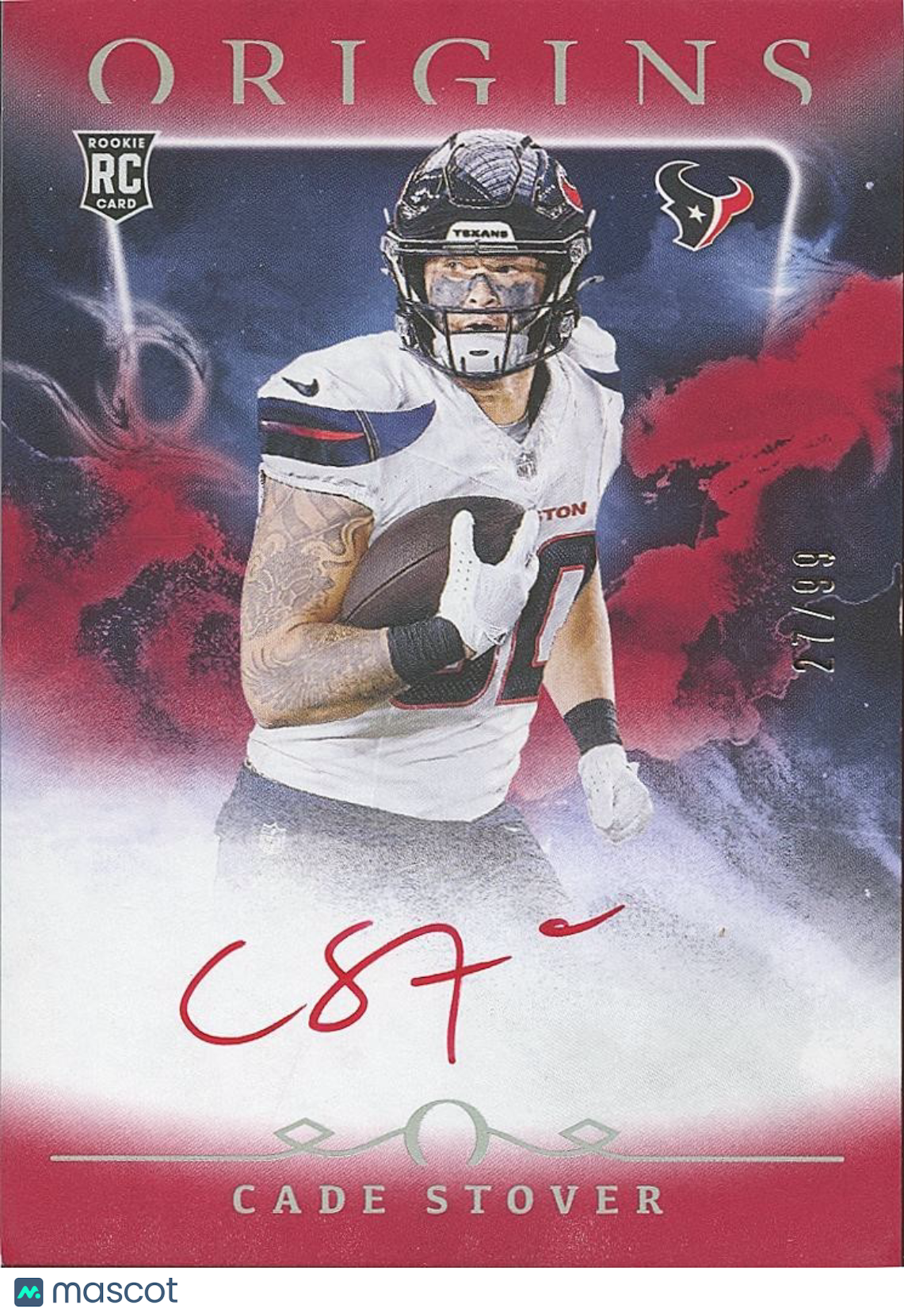 Cade Stover 2024 Origins Red Ink Auto Autograph RC Houston Texans 27/99