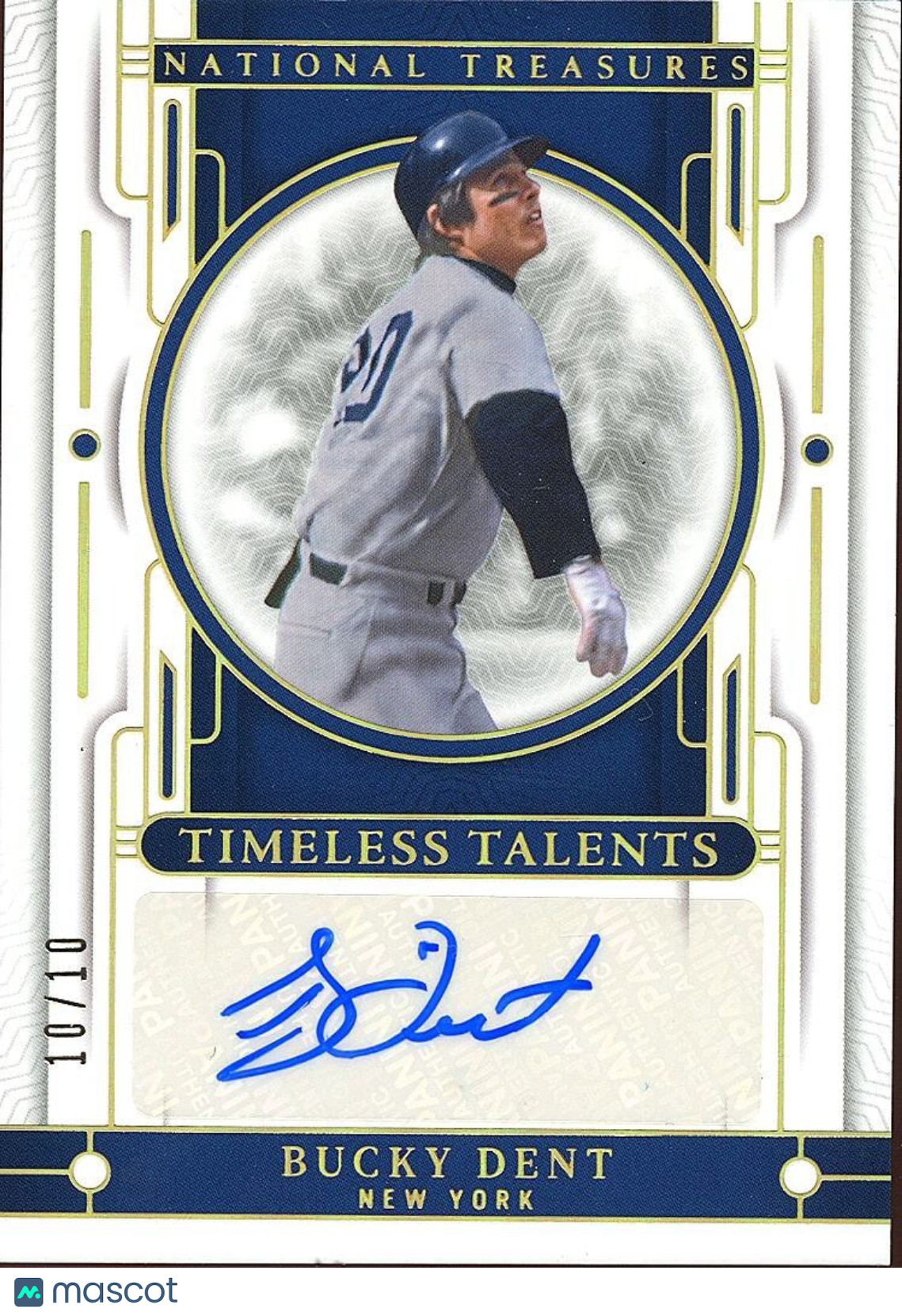 Bucky Dent 2024 National Treasures GOLD Auto Autograph New York Yankees 10/10