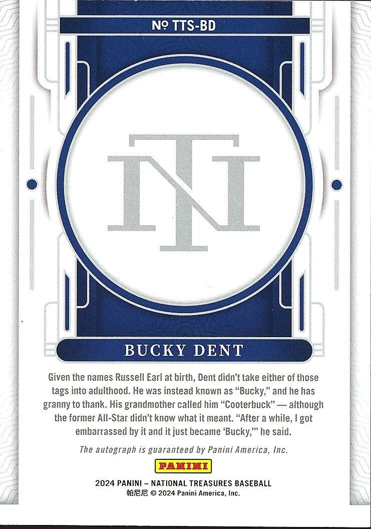 Bucky Dent 2024 National Treasures GOLD Auto Autograph New York Yankees 10/10