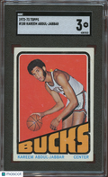 Kareem Abdul-Jabbar 1972-73 Topps Basketball Card Milwaukee Bucks #100 SGC 3