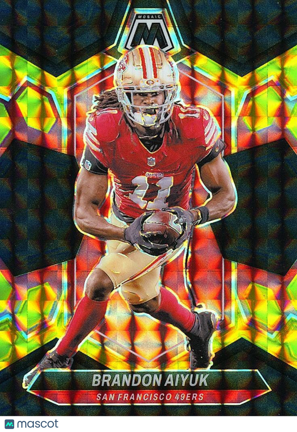 Brandon Aiyuk 2024 Mosaic Black Gold Prizm SSP San Francisco 49ers 6/8