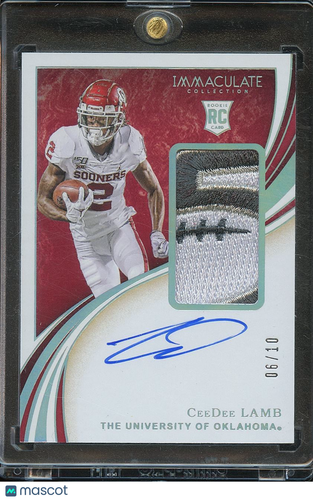 Ceedee Lamb 2020 Immaculate Auto Autograph LOGO Patch RC Oklahoma Sooners 6/10