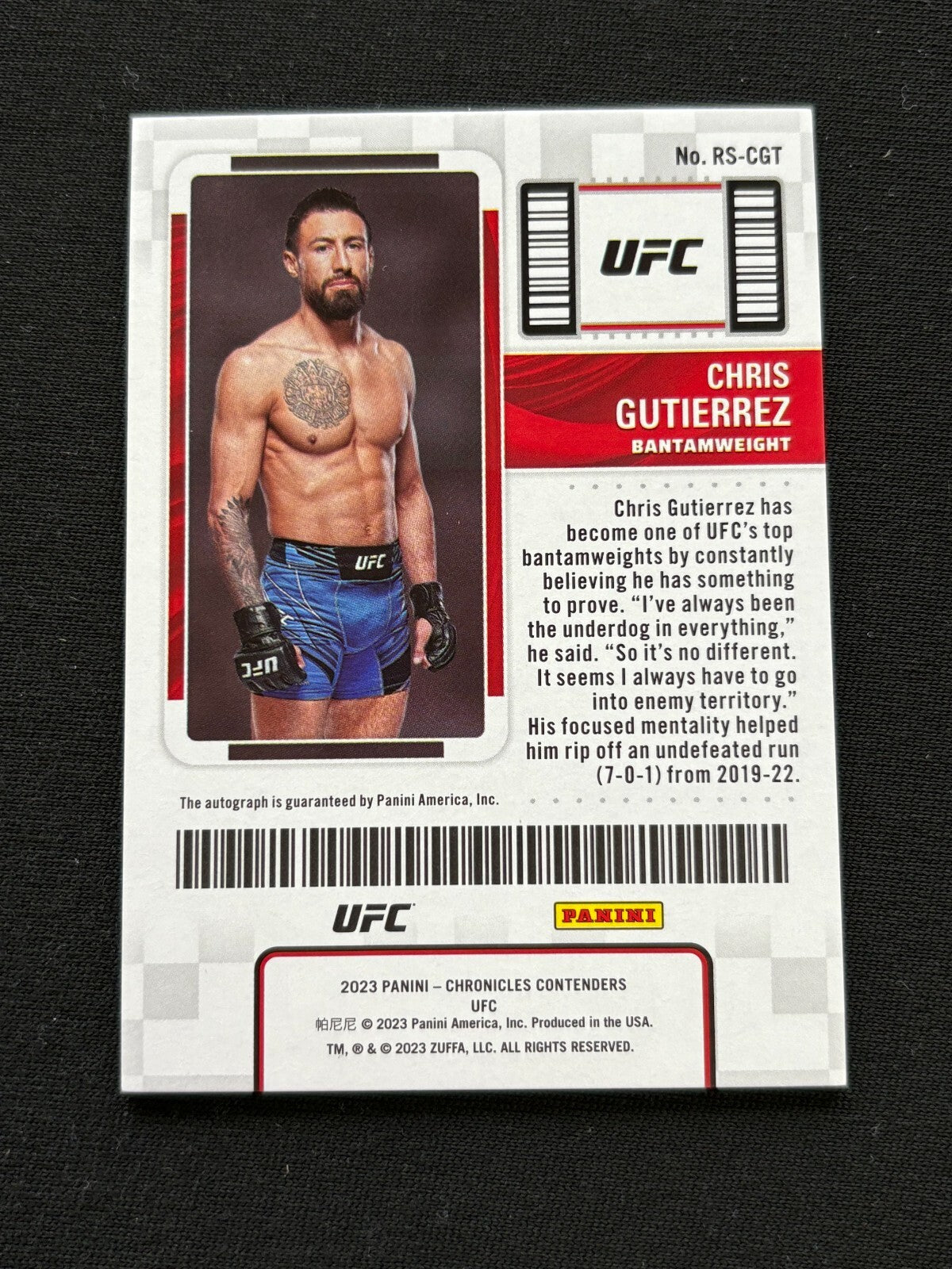 Chris Gutierrez 2023 Contenders Cracked Ice Auto Autograph RC Rookie UFC 7/25