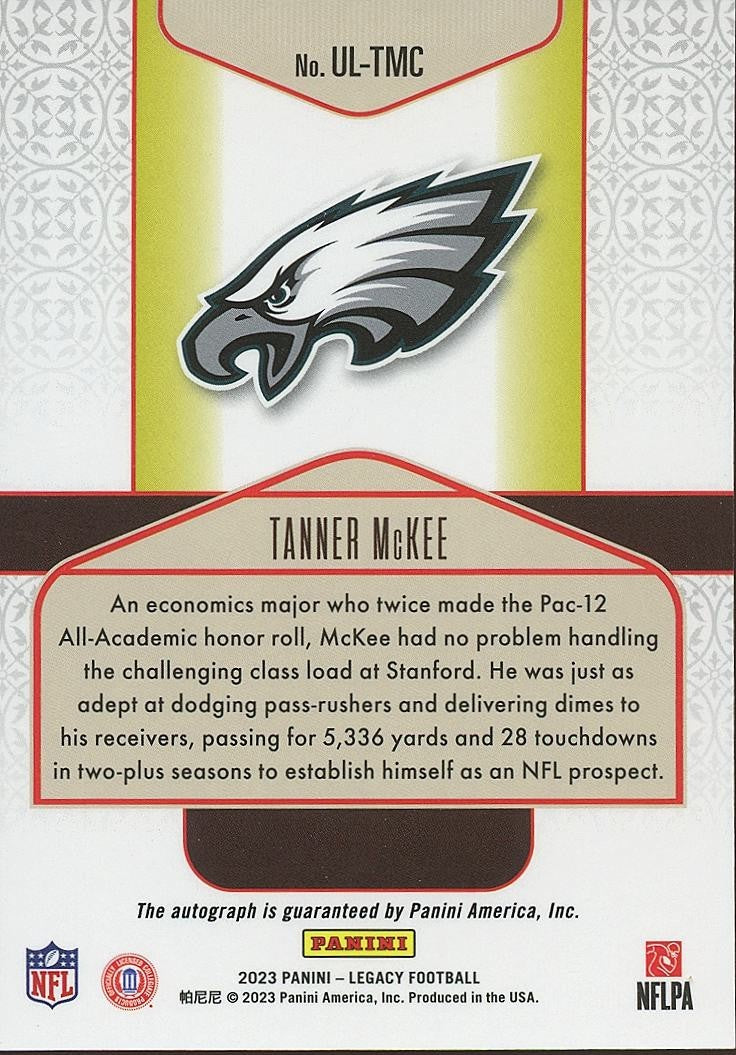 Tanner Mckee 2023 Legacy Auto Autograph RC Rookie Philadelphia Eagles