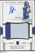 Jalin Hyatt 2023 National Treasures Auto Autograph RC Rookie Patch Giants 53/99