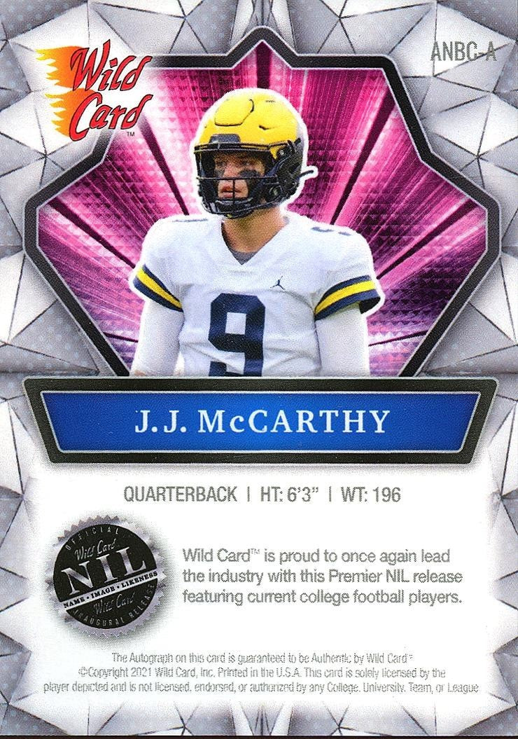 J.J. Mccarthy 2021 Wild Card Auto Autograph RC Michigan Minnesota Vikings