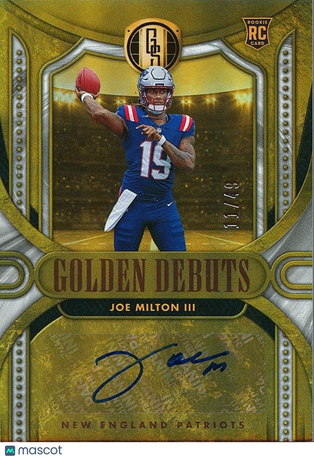 Joe Milton III 2024 Gold Standard Auto Autograph RC New England Patriots 11/49