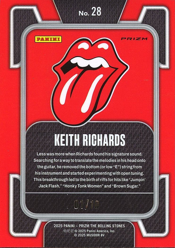 Keith Richards 2025 Prizm Rolling Stones True GOLD Prizm 1/10 #28