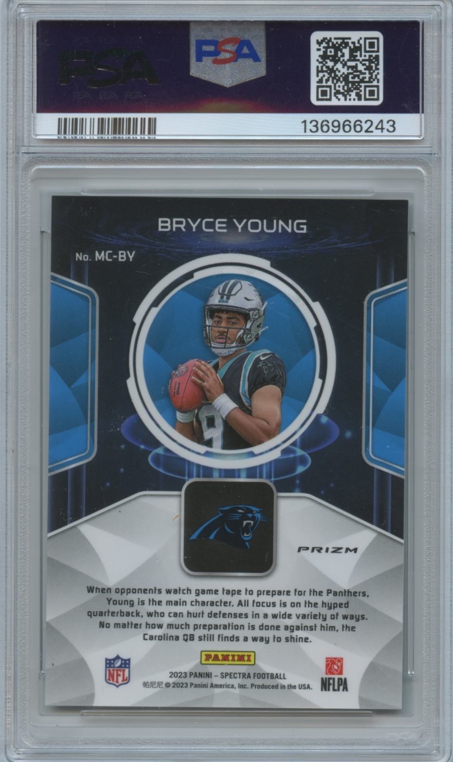 Bryce Young 2023 Spectra Main Character SSP CASE HIT Rookie RC Panthers PSA 10