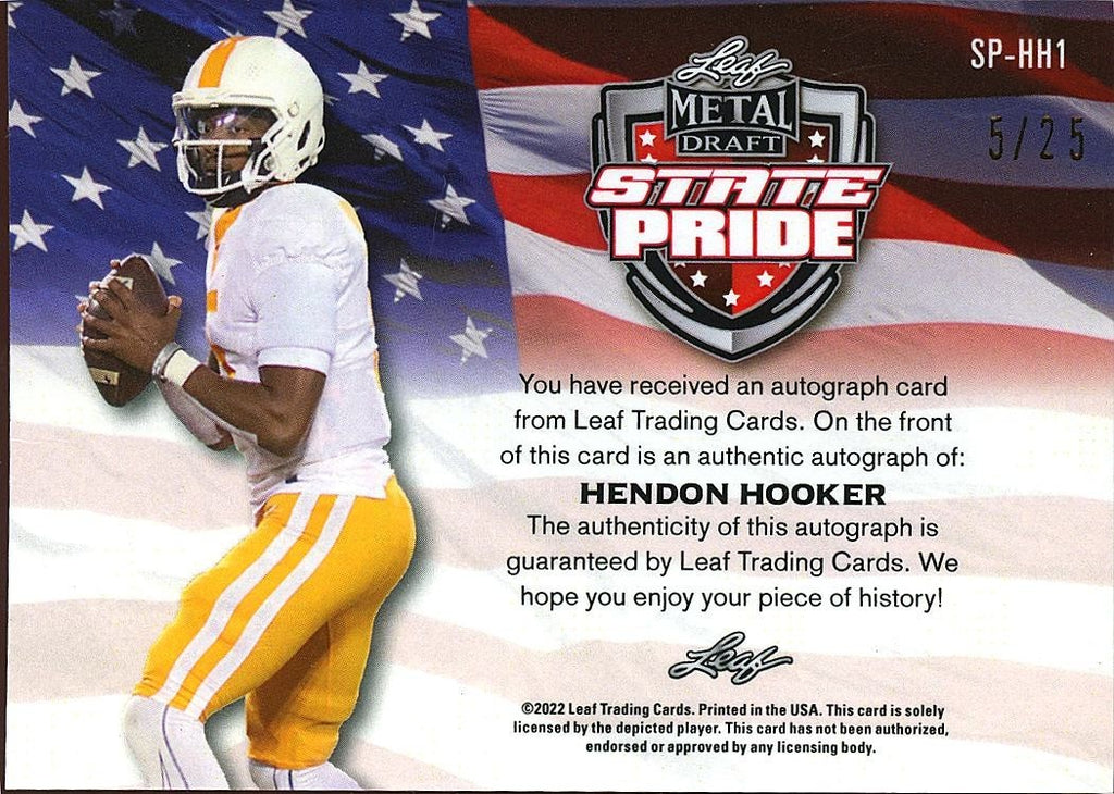 Hendon Hooker 2022 Leaf Metal State Pride Auto Autograph RC Tennessee Lions 5/25