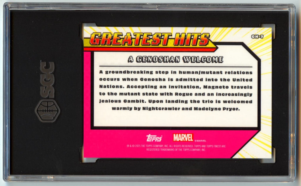 A Genoshan Welcome 2025 Topps Finest X-Men Laser Refractor 146/199 SGC 9.5