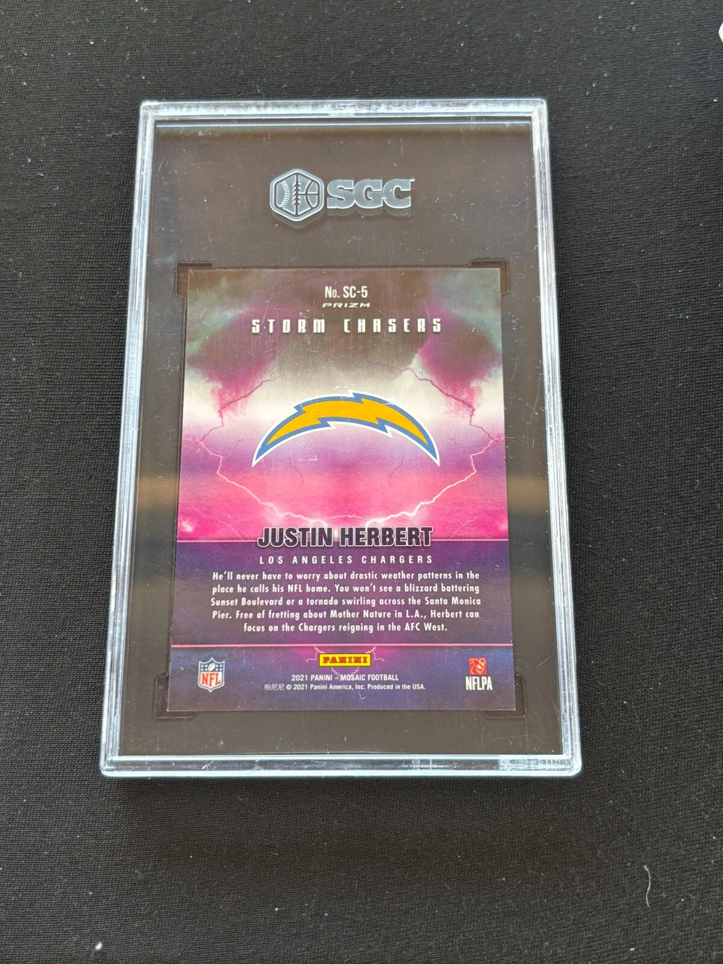 Justin Herbert 2021 Mosaic Storm Chasers SSP CASE HIT LA Chargers SGC 9