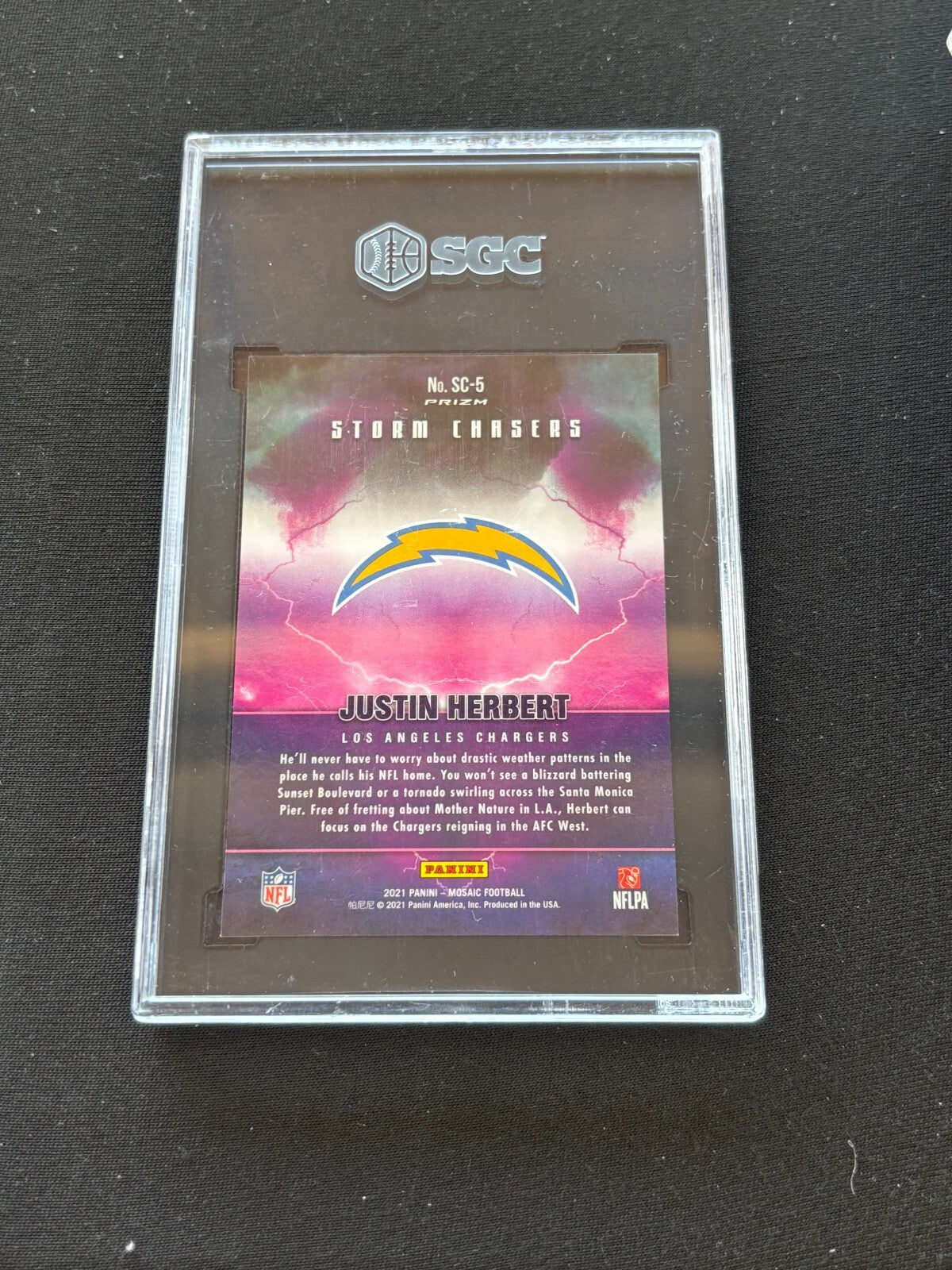 Justin Herbert 2021 Mosaic Storm Chasers SSP CASE HIT LA Chargers SGC 9