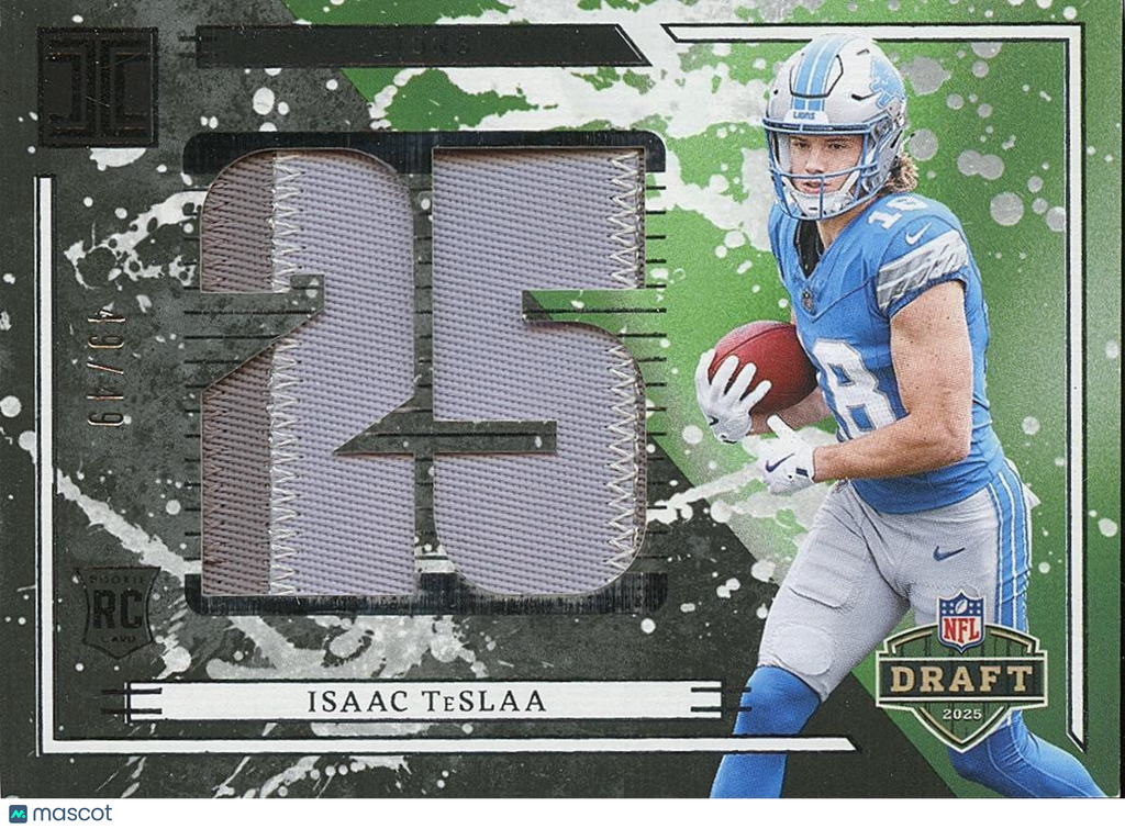 Isaac Teslaa 2025 Impaccable Jersey Patch RC Rookie Detroit Lions 49/49