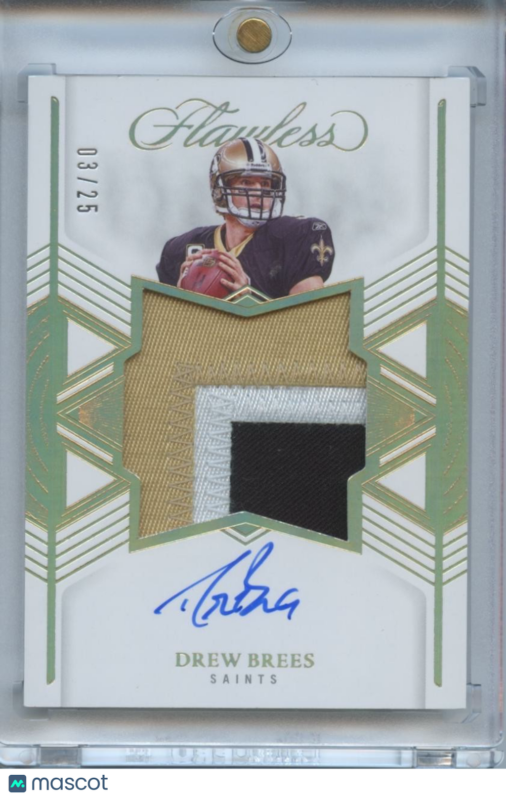 Drew Brees 2025 Flawless On Card Auto Autograph Patch New Orleans Saints 3/25