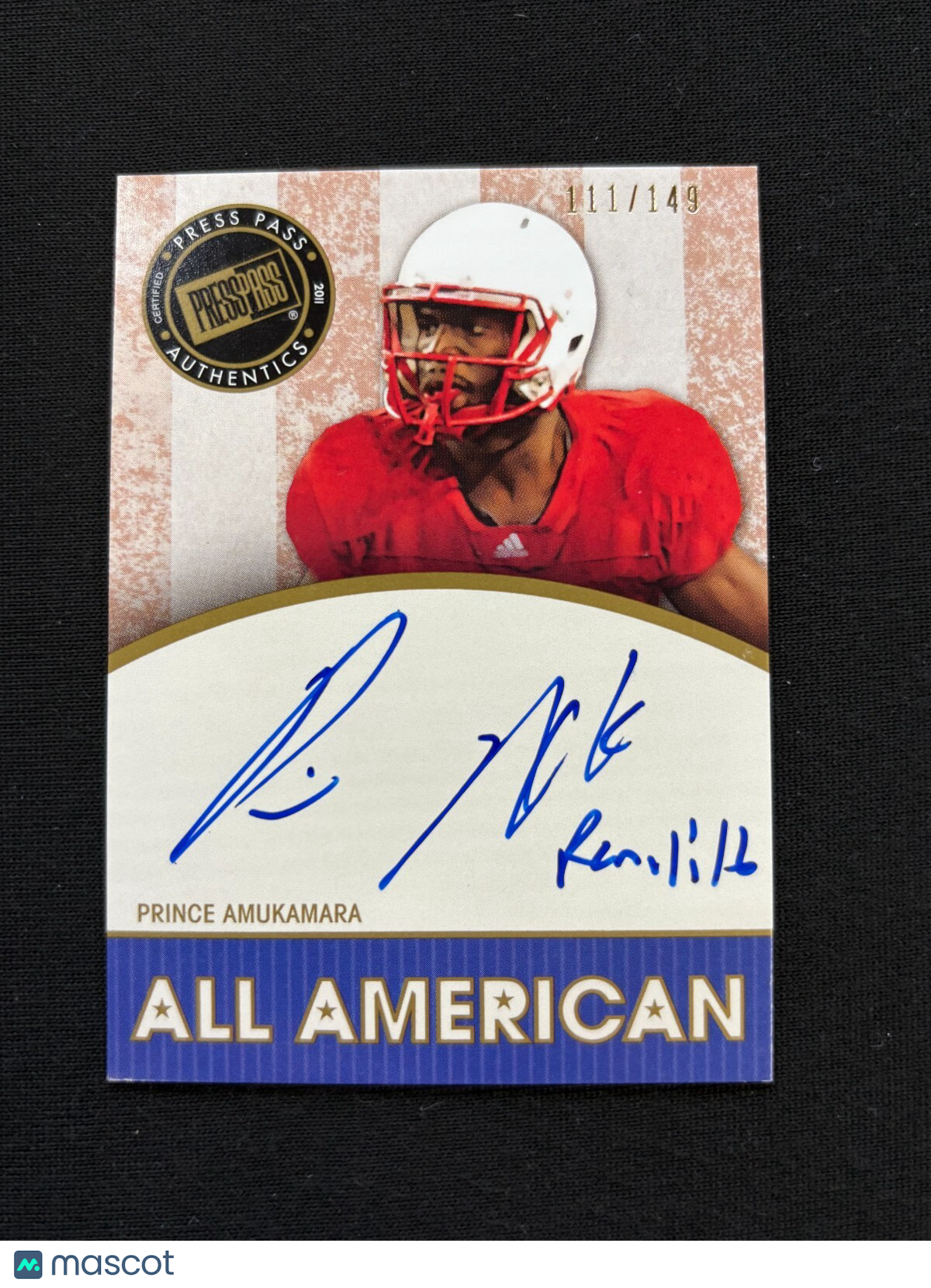 Prince Amukamara 2011 Press Pass Inscription Auto Autograph RC Nebraska 111/149
