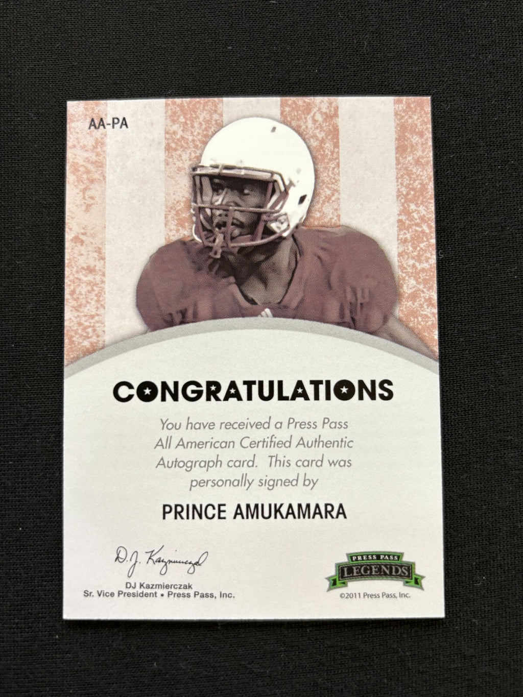Prince Amukamara 2011 Press Pass Inscription Auto Autograph RC Nebraska 111/149