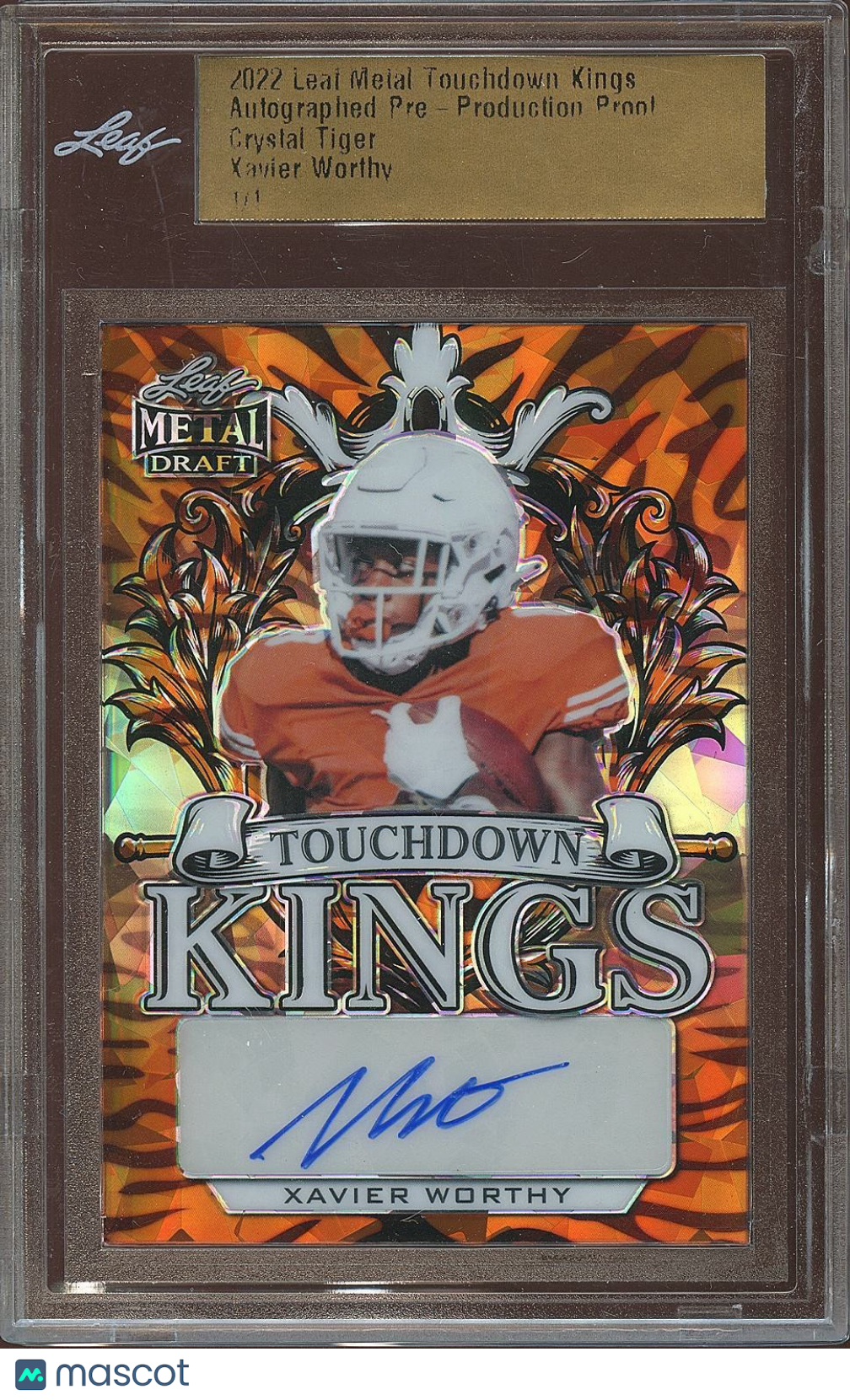 Xavier Worthy 2022 Leaf Metal Tiger Auto Autograph RC Texas Longhorns Chiefs 1/1